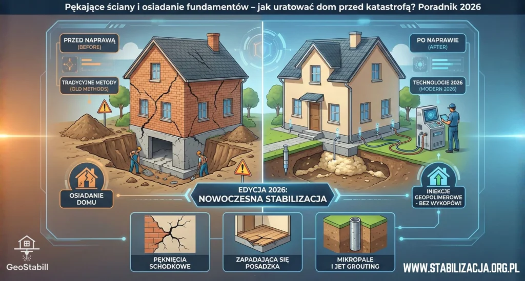 Pękające ściany i osiadanie fundamentów - Przyczyny i Naprawa 2026