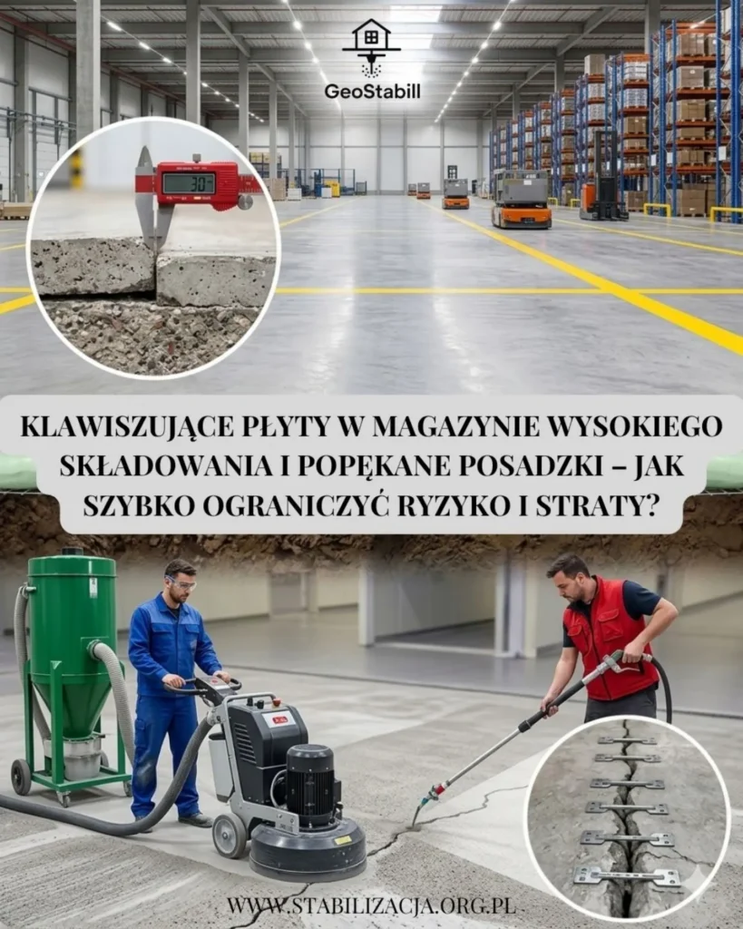 Klawiszujące płyty w magazynie wysokiego składowania
