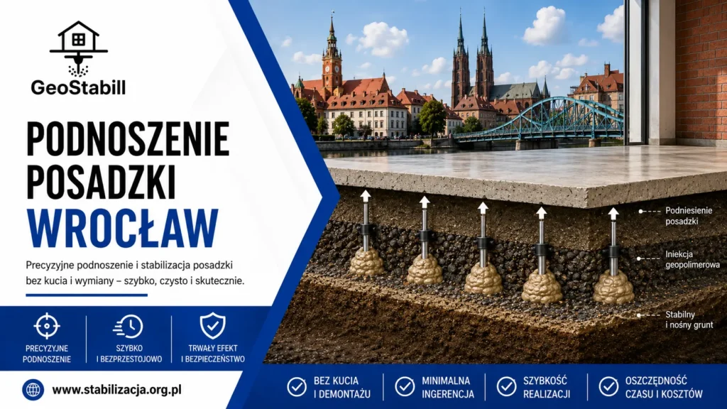 Podnoszenie posadzki Wrocław | Iniekcje geopolimerowe GeoStabill
