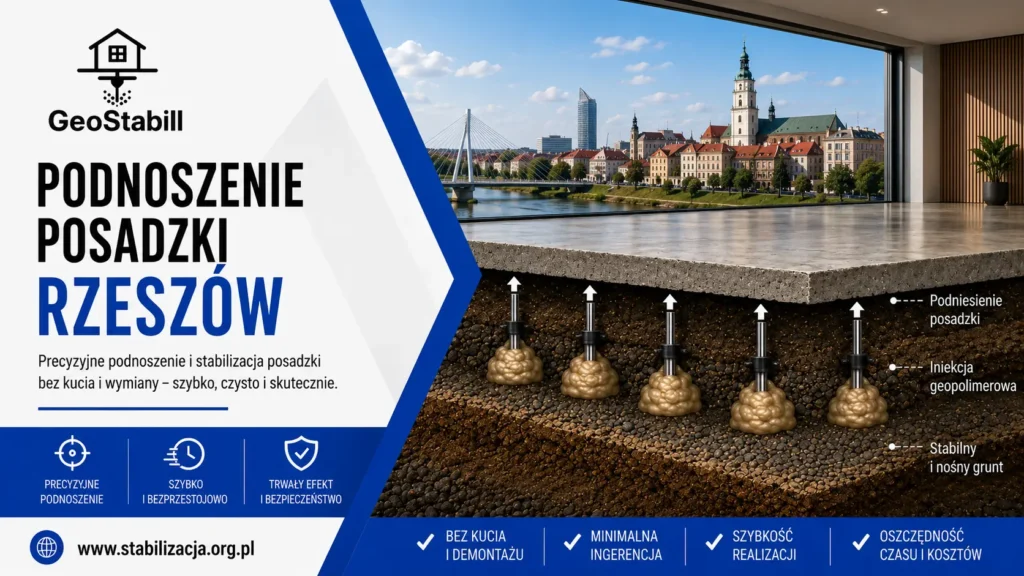 Podnoszenie posadzki Rzeszów – bez skuwania | GeoStabill