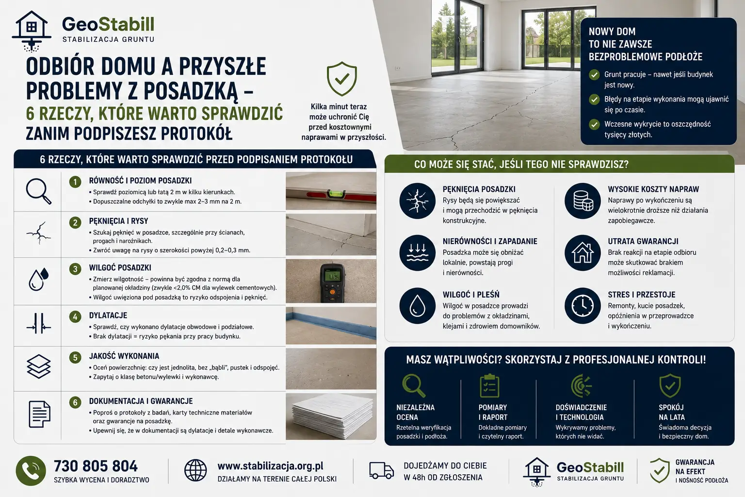 Odbiór domu a problemy z posadzką — 6 rzeczy do sprawdzenia | GeoStabill