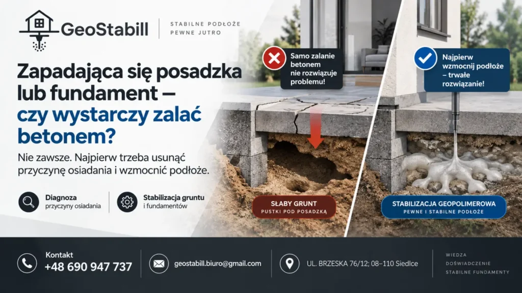 Zapadająca się posadzka lub fundament — czy wystarczy zalać betonem?